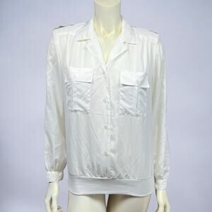 Sheridan Square 80s White Casual Blouse - Size 8, Good Condition